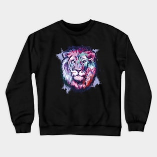 Lion Head Grunge Watercolor Style Crewneck Sweatshirt